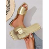 image:imageGORGLITTER Womens Gold Glitter Flat Sandals Summer Beach Vacation Dressy Square Toe Metallic Sparkly Slide SandalsGold