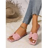 image:imageGORGLITTER Womens Gold Glitter Flat Sandals Summer Beach Vacation Dressy Square Toe Metallic Sparkly Slide SandalsPink