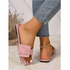 image:imageGORGLITTER Womens Gold Glitter Flat Sandals Summer Beach Vacation Dressy Square Toe Metallic Sparkly Slide SandalsPink
