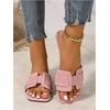image:imageGORGLITTER Womens Gold Glitter Flat Sandals Summer Beach Vacation Dressy Square Toe Metallic Sparkly Slide SandalsPink