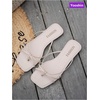 image:imageGORGLITTER Womens Gold Sandals Square Toe Strappy Thong Dressy Summer Cute Vacation Flip Flops Slides ShoesBeige