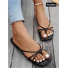 image:imageGORGLITTER Womens Gold Sandals Square Toe Strappy Thong Dressy Summer Cute Vacation Flip Flops Slides ShoesBlack