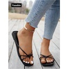 image:imageGORGLITTER Womens Gold Sandals Square Toe Strappy Thong Dressy Summer Cute Vacation Flip Flops Slides ShoesBlack