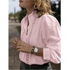 image:imageGORGLITTER Womens Lace Button Up Shirt Office Eyelet Embroidered Long Sleeve Shirts Dressy Casual Work BlousePink