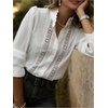 image:imageGORGLITTER Womens Lace Button Up Shirt Office Eyelet Embroidered Long Sleeve Shirts Dressy Casual Work BlouseWhite
