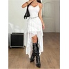 image:imageGORGLITTER Womens Lace Mesh Cowgirl Maxi Dress Summer Casual Y2K Asymmetrical Sleeveless Ruffle Sexy Going Out DressesWhite