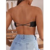 image:imageGORGLITTER Womens Lace Push Up Bandeau Bra Front Closure Strapless Bra Padded Underwire BralettesBlack