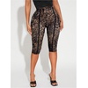 image:imageGORGLITTER Womens Leopard Capri Pants Leggings Mesh Cheetah Print Cropped Leggings 34 Length Yoga Going Out OutfitsBrown