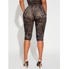 image:imageGORGLITTER Womens Leopard Capri Pants Leggings Mesh Cheetah Print Cropped Leggings 34 Length Yoga Going Out OutfitsBrown