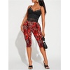 image:imageGORGLITTER Womens Leopard Capri Pants Leggings Mesh Cheetah Print Cropped Leggings 34 Length Yoga Going Out OutfitsRed