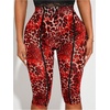 image:imageGORGLITTER Womens Leopard Capri Pants Leggings Mesh Cheetah Print Cropped Leggings 34 Length Yoga Going Out OutfitsRed