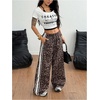 image:imageGORGLITTER Womens Leopard Cheetah Print Pants Baggy Wide Leg Low Rise Striped Flare Y2k Sweatpants TrousersLeopard