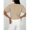 image:imageGORGLITTER Womens Metal Short Sleeve Cardigan Sweater V Neck Button Down Knitted Tops Going Out Old Money ClothesApricot
