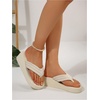 image:imageGORGLITTER Womens Platform Wedge Flip Flops Trendy Dressy Open Toe Thong Summer Casual SandalsBeige