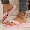 image:imageGORGLITTER Womens Platform Wedge Flip Flops Trendy Dressy Open Toe Thong Summer Casual SandalsPink