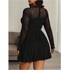 image:imageGORGLITTER Womens Plus Size Bubble Dress Mesh Long Sleeve Y2k Gothic Birthday Date Night Going Out Concert Mini DressBlack