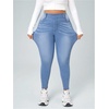 image:imageGORGLITTER Womens Plus Size Jeans Skinny High Waisted Stretchy Casual Tummy Control Denim Pants Trousers with PocketsBlue