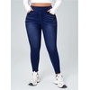 image:imageGORGLITTER Womens Plus Size Jeans Skinny High Waisted Stretchy Casual Tummy Control Denim Pants Trousers with PocketsDark Wash