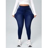 image:imageGORGLITTER Womens Plus Size Jeans Skinny High Waisted Stretchy Casual Tummy Control Denim Pants Trousers with PocketsDark Wash