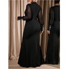 image:imageGORGLITTER Womens Plus Size Mesh Long Sleeve Dresses Sheer Mock Neck Formal Party Wedding Guest Long DressBlack