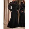image:imageGORGLITTER Womens Plus Size Mesh Long Sleeve Dresses Sheer Mock Neck Formal Party Wedding Guest Long DressBlack