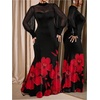 image:imageGORGLITTER Womens Plus Size Mesh Long Sleeve Dresses Sheer Mock Neck Formal Party Wedding Guest Long DressFloral Black