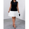 image:imageGORGLITTER Womens Plus Size Pleated Dress Cocktail Sleeveless A Line Business Birthday Prom Formal Mini DressesBlack and White