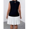image:imageGORGLITTER Womens Plus Size Pleated Dress Cocktail Sleeveless A Line Business Birthday Prom Formal Mini DressesBlack and White