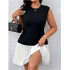 image:imageGORGLITTER Womens Plus Size Pleated Dress Cocktail Sleeveless A Line Business Birthday Prom Formal Mini DressesBlack and White