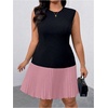 image:imageGORGLITTER Womens Plus Size Pleated Dress Cocktail Sleeveless A Line Business Birthday Prom Formal Mini DressesPink