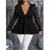 image:imageGORGLITTER Womens Plus Size Sexy Lace Tops Y2K Long Sleeve Going Out Date Night Peplum Tops V Neck Twist Tees TunicsBlack