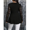 image:imageGORGLITTER Womens Plus Size Sexy Lace Tops Y2K Long Sleeve Going Out Date Night Peplum Tops V Neck Twist Tees TunicsBlack