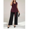 image:imageGORGLITTER Womens Plus Size Vest Blazer Sleeveless Business Casual Summer Outfit Button Lightweight Jacket Vests TopsBurgundy