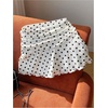 image:imageGORGLITTER Womens Polka Dots Ruffle Skirt with Shorts Low Rise Ruched Boho Flowy A Line SkortsBlack and White