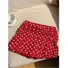 image:imageGORGLITTER Womens Polka Dots Ruffle Skirt with Shorts Low Rise Ruched Boho Flowy A Line SkortsBurgundy