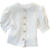 image:imageGORGLITTER Womens Puff Short Sleeve Pearl Beaded Tops Dressy Cute Textured Button Down Shirt Summer Going Out OutfitsWhite