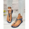 image:imageGORGLITTER Womens Rhinestone Jean Flip Flops Elastic Ankle Strap Denim Sandals Ring Open Toe T Strap Beach Thong SandalsBlue