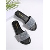 image:imageGORGLITTER Womens Rhinestone Sparkly Sandals Bling Sequin Open Toe Flat Sandals Dressy Wedding Slides ShoesBlack