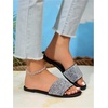 image:imageGORGLITTER Womens Rhinestone Sparkly Sandals Bling Sequin Open Toe Flat Sandals Dressy Wedding Slides ShoesBlack