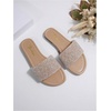 image:imageGORGLITTER Womens Rhinestone Sparkly Sandals Bling Sequin Open Toe Flat Sandals Dressy Wedding Slides ShoesBrown