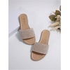 image:imageGORGLITTER Womens Rhinestone Sparkly Sandals Bling Sequin Open Toe Flat Sandals Dressy Wedding Slides ShoesBrown