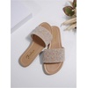 image:imageGORGLITTER Womens Rhinestone Sparkly Sandals Bling Sequin Open Toe Flat Sandals Dressy Wedding Slides ShoesBrown