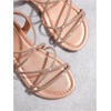 image:imageGORGLITTER Womens Rhinestone Strappy Sparkly Sandals Leather Open Toe Ankle Strap Flat Sequin Sandals Wedding Dressy ShoesChampagne