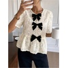 image:imageGORGLITTER Womens Sheer Floral Peplum Tops Bow Short Sleeve Ruffle Blouses Cute Babydoll Tops Vacation Going Out OutfitsApricot