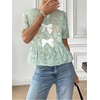 image:imageGORGLITTER Womens Sheer Floral Peplum Tops Bow Short Sleeve Ruffle Blouses Cute Babydoll Tops Vacation Going Out OutfitsGreen