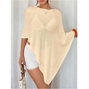 image:imageGORGLITTER Womens Sheer Poncho Shawl Top Bat Wing Cape Tops Crochet Lightweight Wrap Knit Sweater Fall Going Out OutfitsApricot