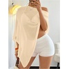 image:imageGORGLITTER Womens Sheer Poncho Shawl Top Bat Wing Cape Tops Crochet Lightweight Wrap Knit Sweater Fall Going Out OutfitsApricot