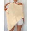 image:imageGORGLITTER Womens Sheer Poncho Shawl Top Bat Wing Cape Tops Crochet Lightweight Wrap Knit Sweater Fall Going Out OutfitsApricot
