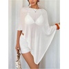 image:imageGORGLITTER Womens Sheer Poncho Shawl Top Bat Wing Cape Tops Crochet Lightweight Wrap Knit Sweater Fall Going Out OutfitsWhite