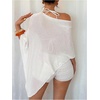 image:imageGORGLITTER Womens Sheer Poncho Shawl Top Bat Wing Cape Tops Crochet Lightweight Wrap Knit Sweater Fall Going Out OutfitsWhite